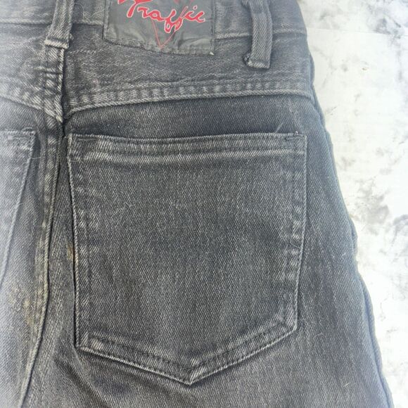 VTG Vintage Traffic Jeans Black 5 Pocket Retro Tapered Leg Rock Size 5/6 - Picture 16 of 16